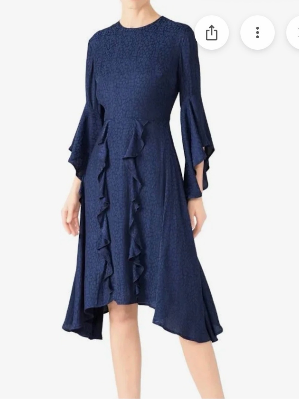 Great Jones Navy Blue Leopard Damask Midi Dress
